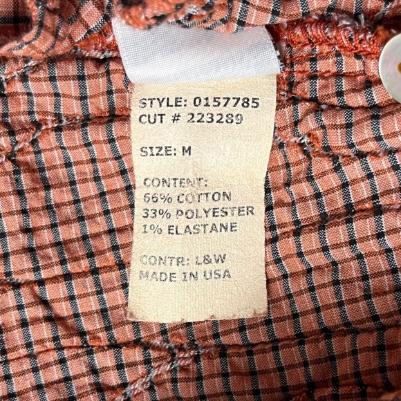 Cut Loose Crinkle Textured Checkered Button-Up Shirt Size M Oversized Rusty Red - Picture 9 of 9